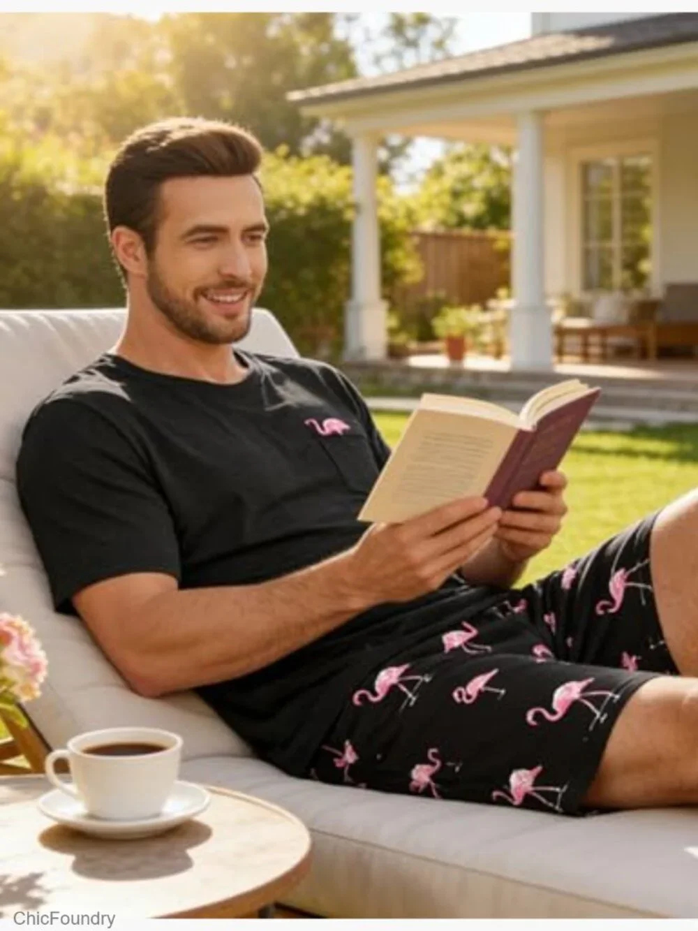 Men's Short Sleeve Pajama Set Soft Comfy Loungewear 2 Piece Sleepwear Summer - Picture 5 of 7